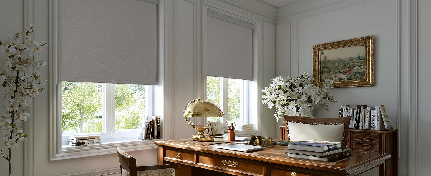 Blackout Roller Shades with Valance for Bedroom,White,46″ W X 72″ H | No-Drill