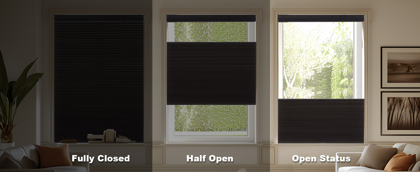 No Tool Screw Install Top Down Bottom Up Blackout Black Cellular Blind Honeycomb
