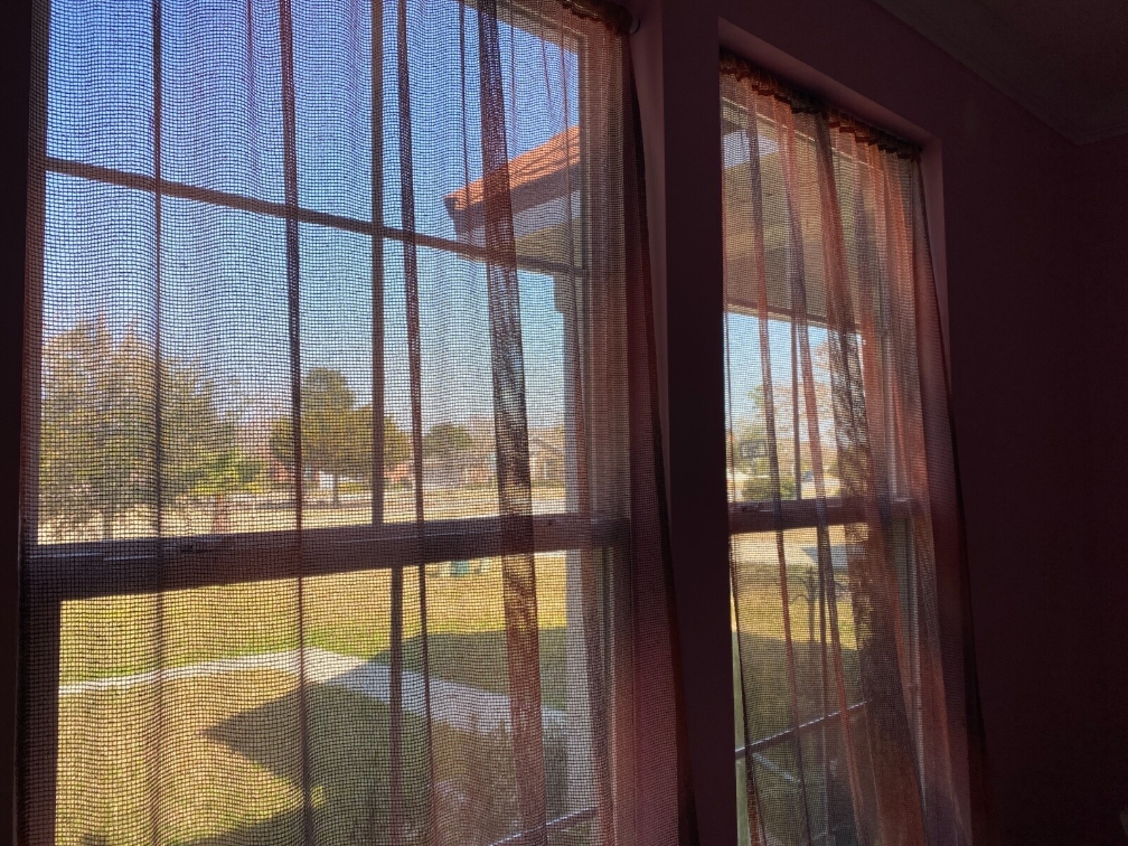 52.5″ by 82.5″ window panels x 2, curtain, net, ombre pink purple diagonal sheer