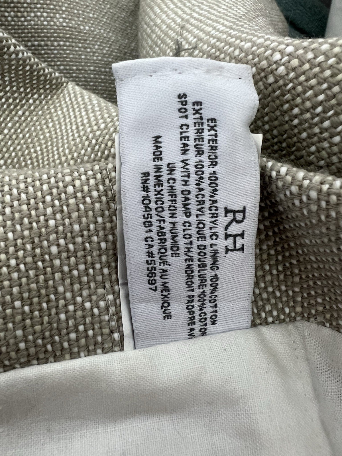 Restoration Hardware Textured Cotton Weave Heavy Curtains Panels Lined48x96 Pair