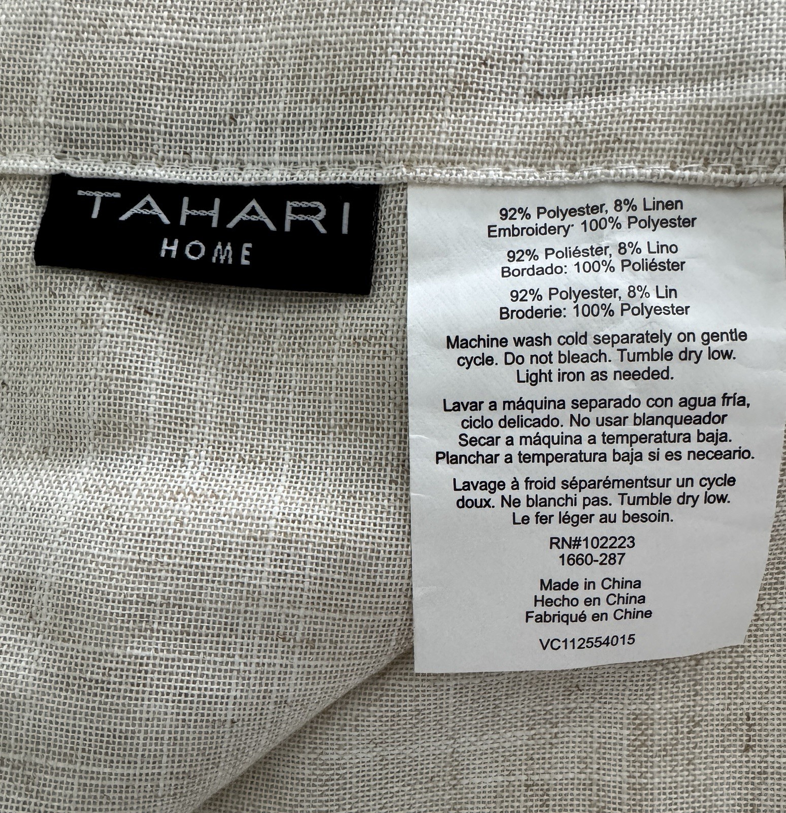 New TAHARI Window Curtains 2 Panels Beige 37 x 96 Linen Embroidered Back Tab