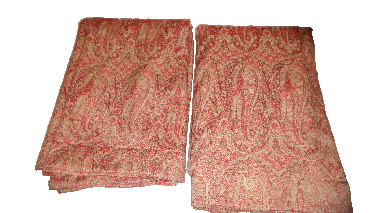 PIER 1 SUTTON WARM RED GOLD PAISLEY (3) Lined Curtain Panels 53×82