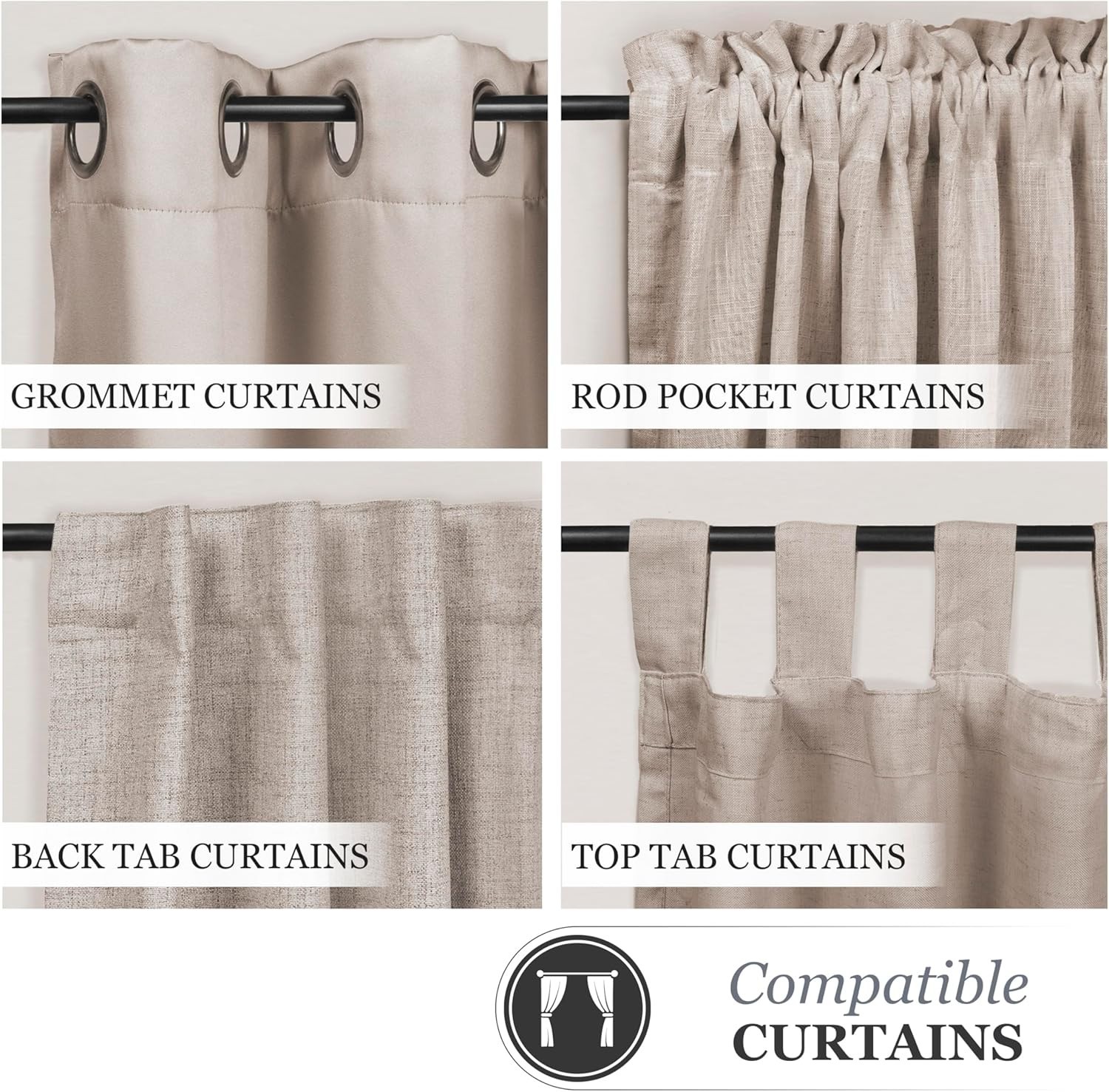 Chelsea Ball End Curtain Rod – Adjustable 48 to 86 Inches, Ideal for Home Decor