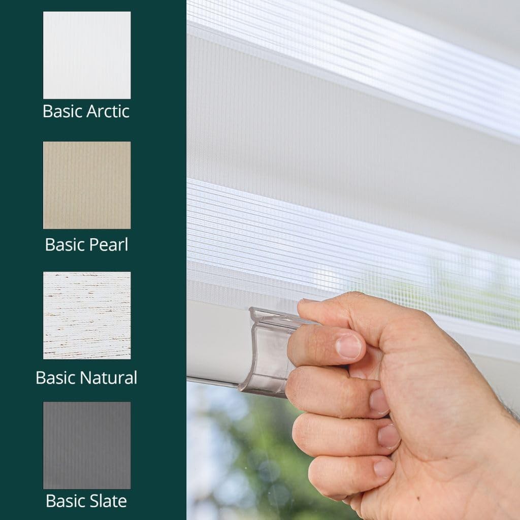 CHICOLOGY Zebra Blinds Cordless Window Shade Basic Arctic 72″ W x 72″ H