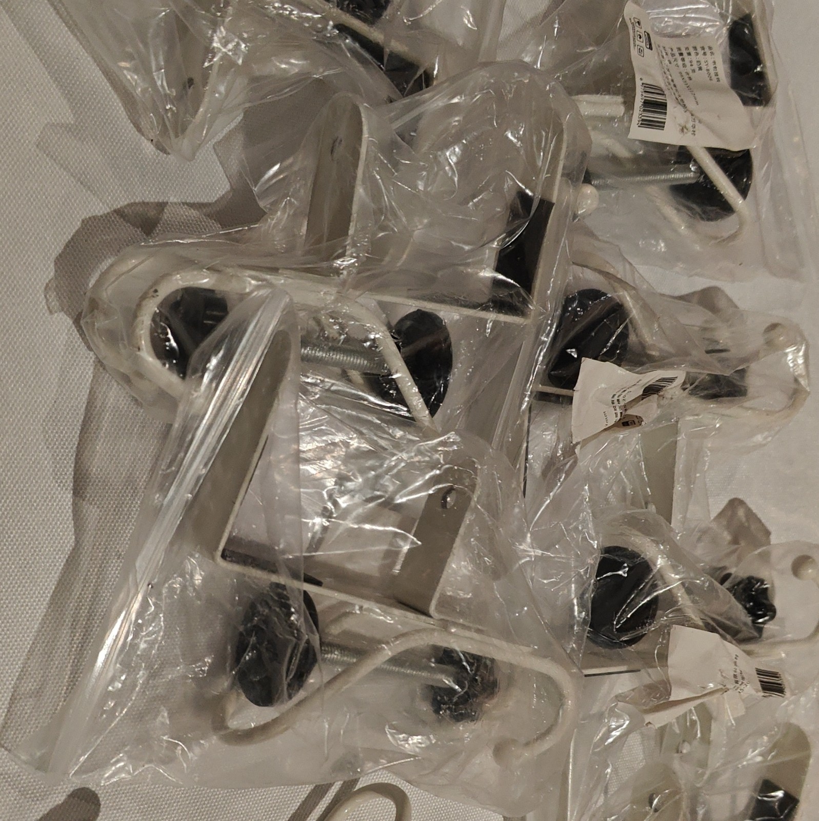 Curtain Rod Brackets Set, Silver and Black, Metal, Wall Mounted, 8 Pack