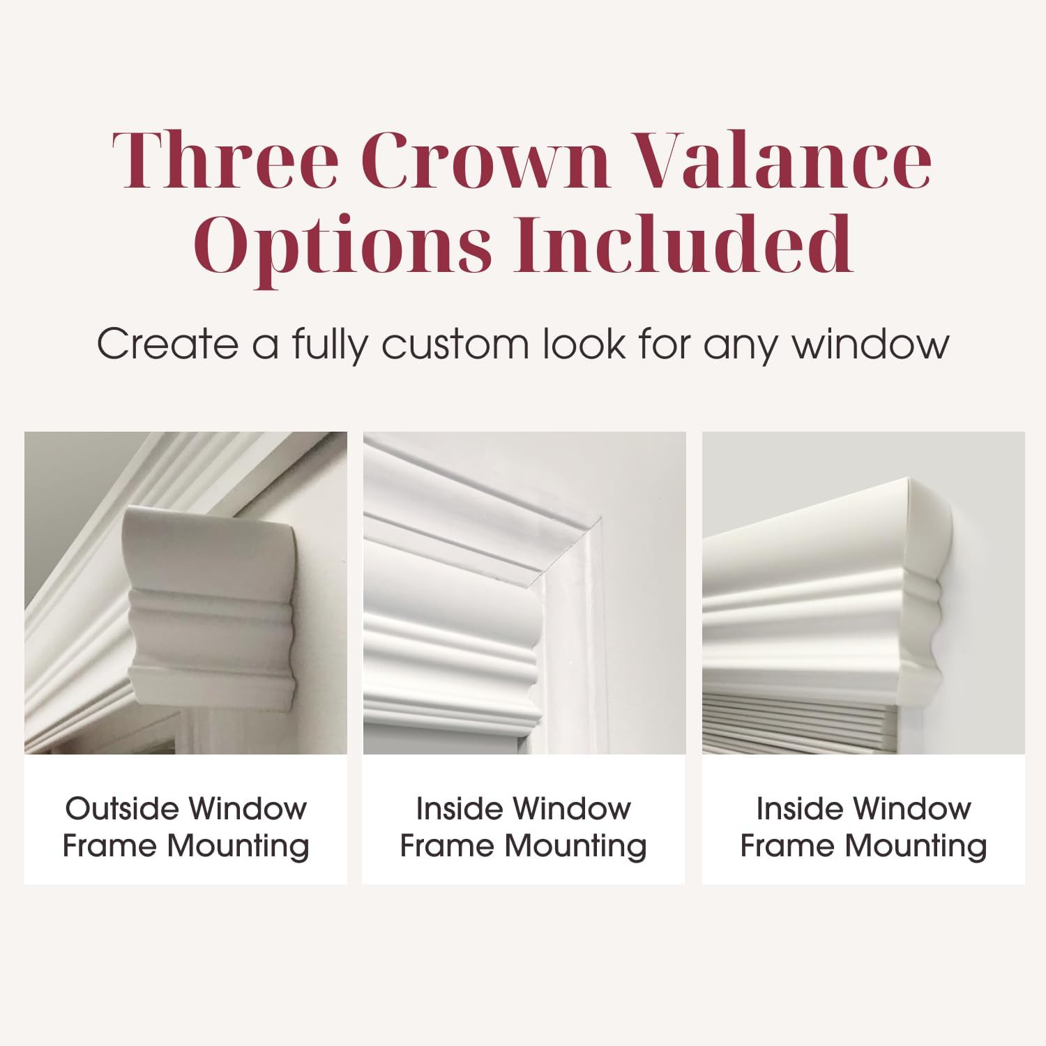 2 In Cordless Faux Wood Blinds White Valance Window Shades 24″-60″ W x 36″-72″ H