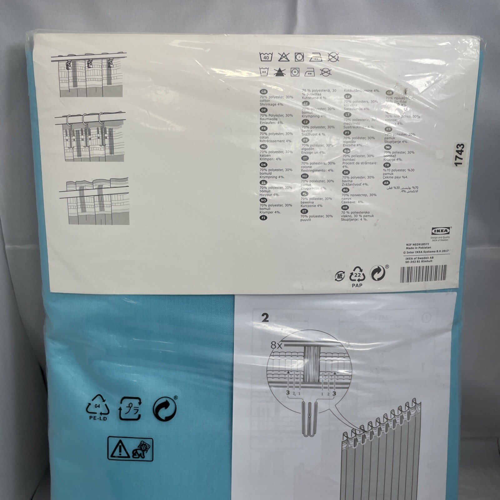 6 Pairs: IKEA Curtain VIVAN Solid Blue Sheer Turquoise 57×98 ½ Panel (Open Box)