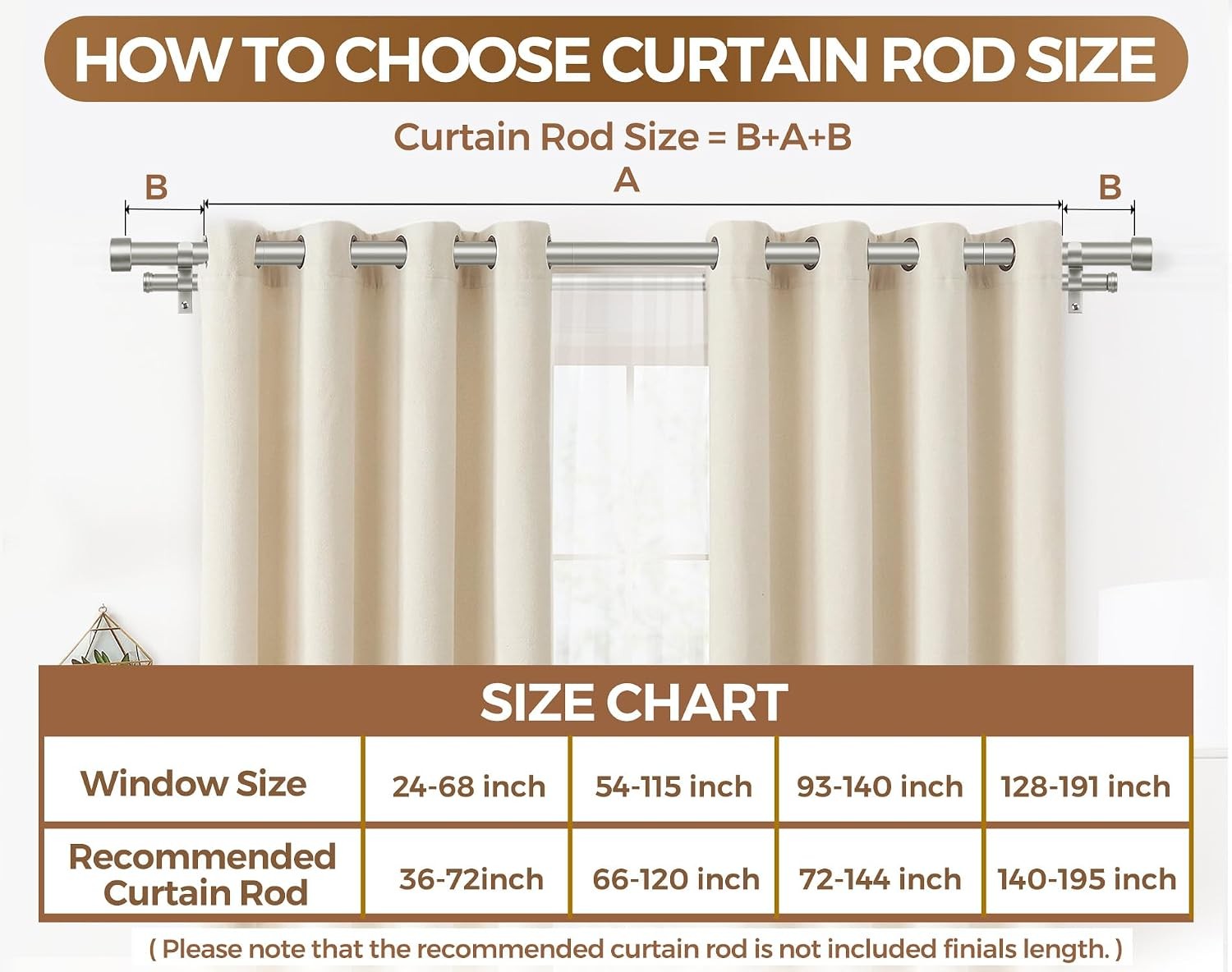 1 Inch Double Curtain Rods 66 to 120 Inches (5.5-10 Feet), Heavy Duty Adjustable