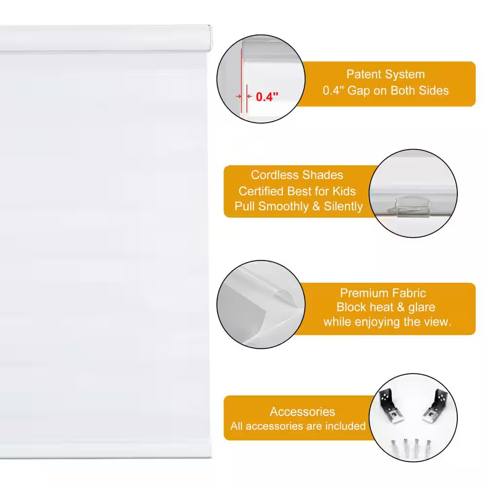 High Quality White Cordless Light Control Free Stop Polyester 77 In. Cell Layers