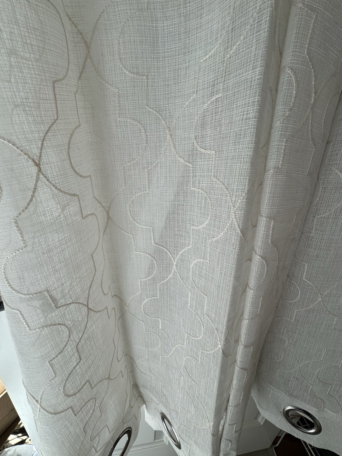 Rodeo Home – 2 Ivory Embroidered Moroccan Trellis Sheer Curtain Panels 54×96