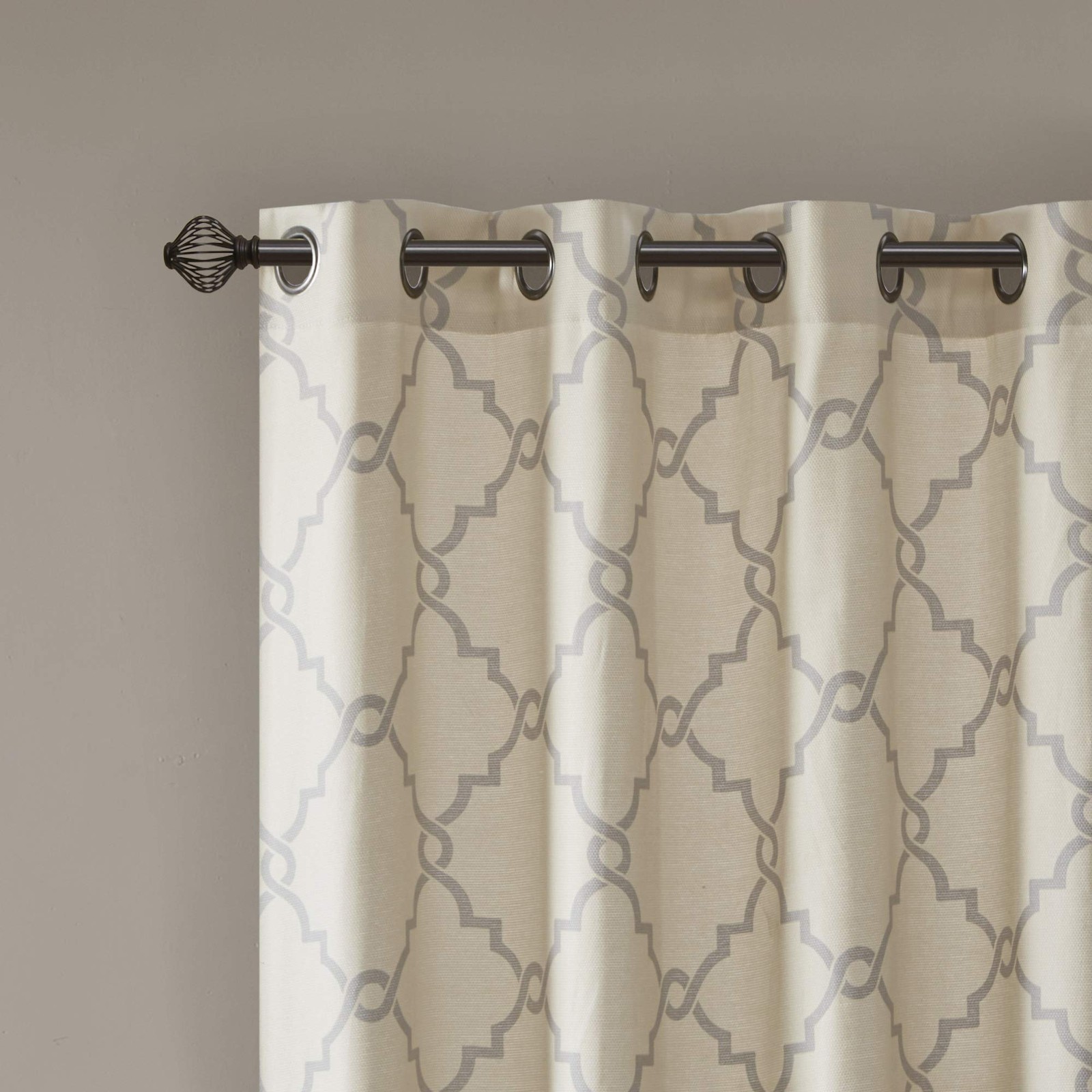 Madison Park Single Window Curtain Saratoga 50×63 Beige/Grey Grommet Top