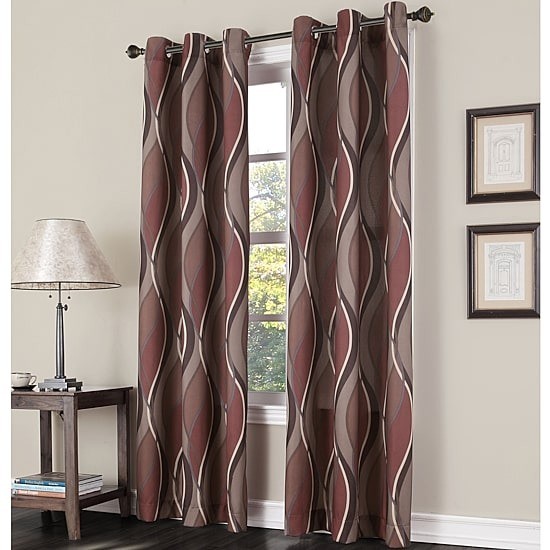 Lichtenberg Intersect Wave Print Curtain Panel 48×84 Paprika Red Grommet Top