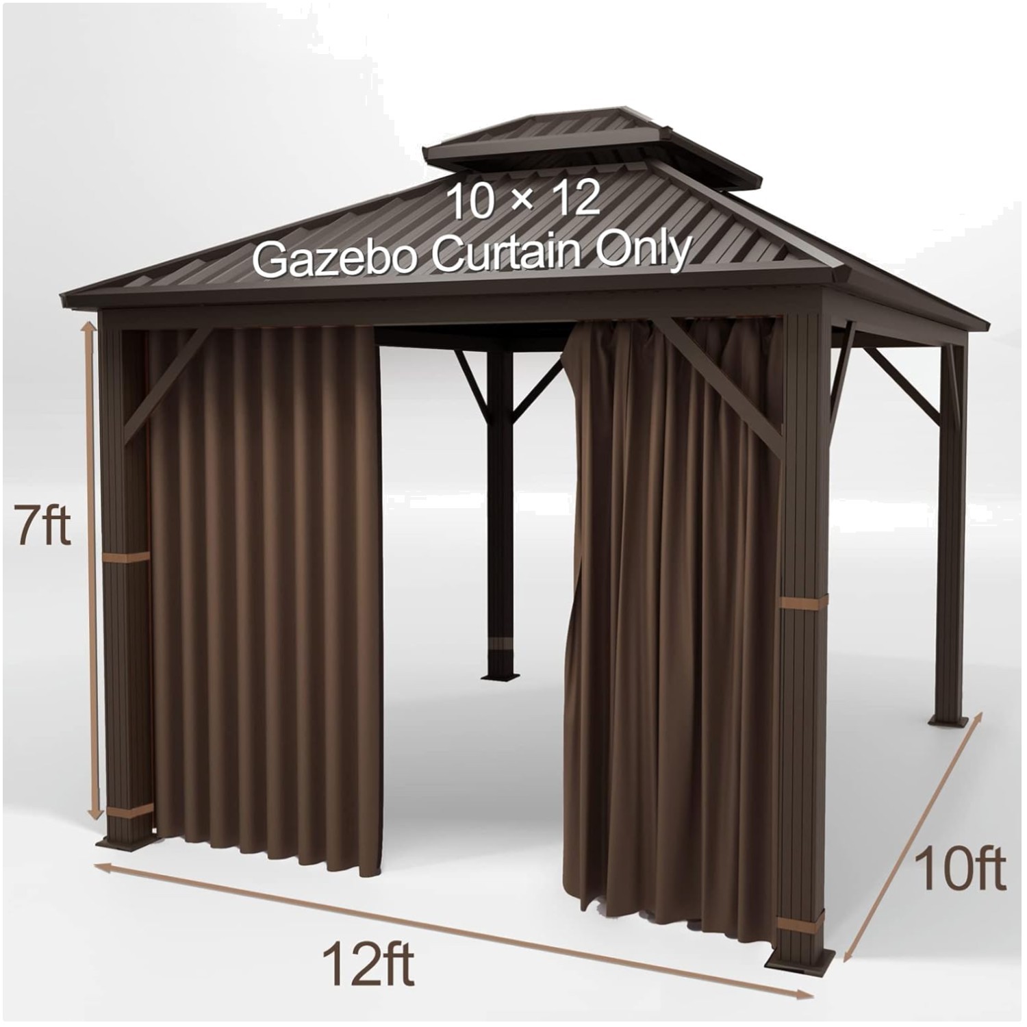 Durable Polyester Gazebo Privacy Curtain – Brown