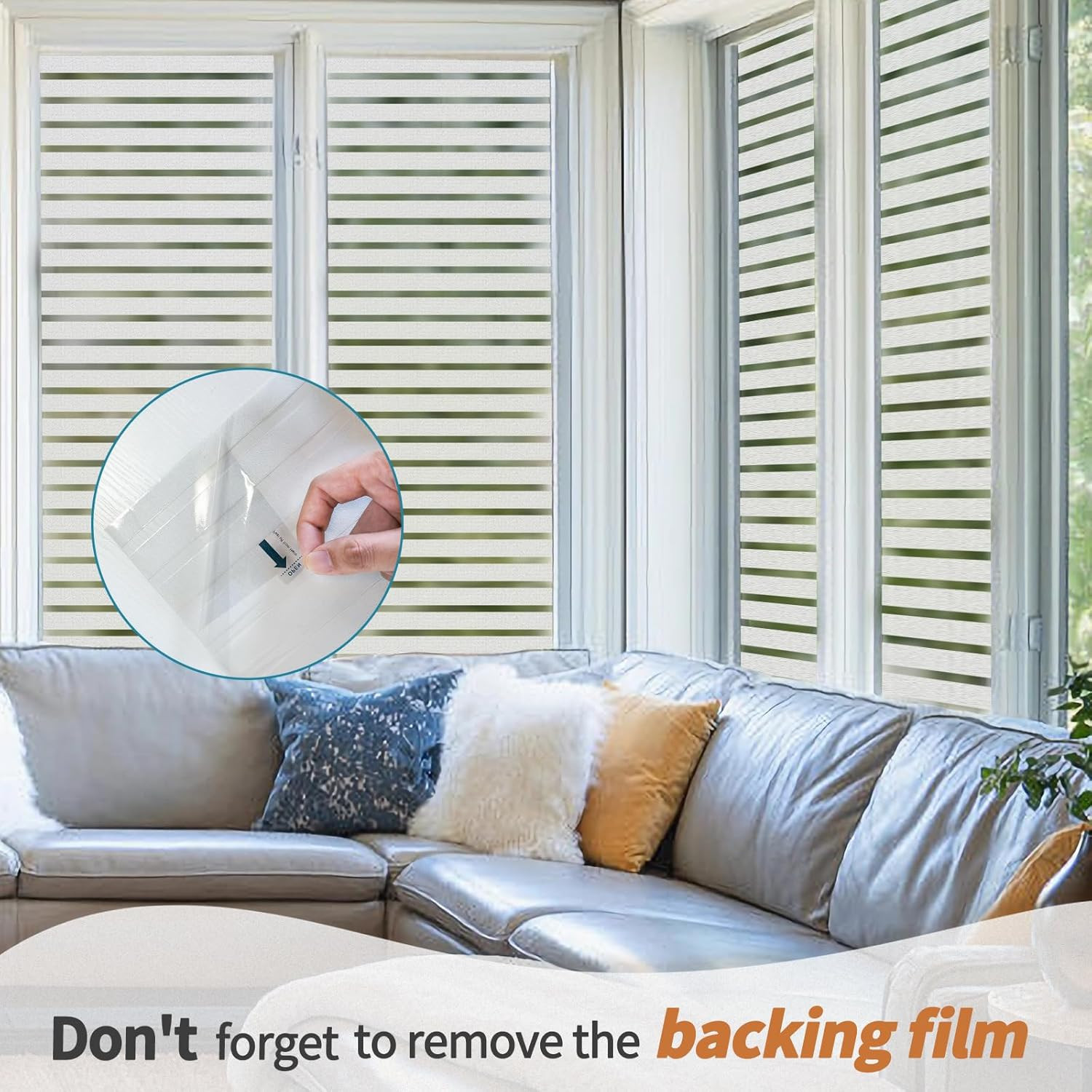 Niviy Frosted Window Film Privacy 17.7" x 78.7", Wide Stripe