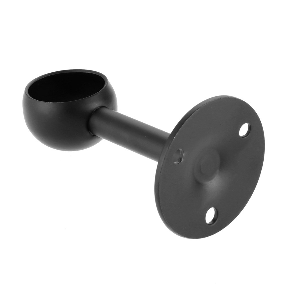 2Pcs Flange Rod Holders Closet Pole Socket Round Black Stainless Steel 5 Size