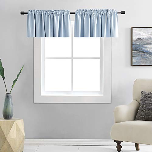 12 Inches Long Valances for Windows – 2 42″W x 12″L (Pack of 2) Light Blue