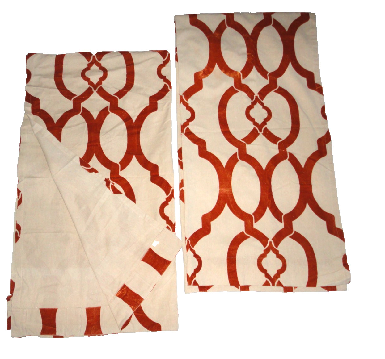 WORLD MARKET velvet RUST Moroccan gate scroll groovy (2) curtains PANELS 48 X 96