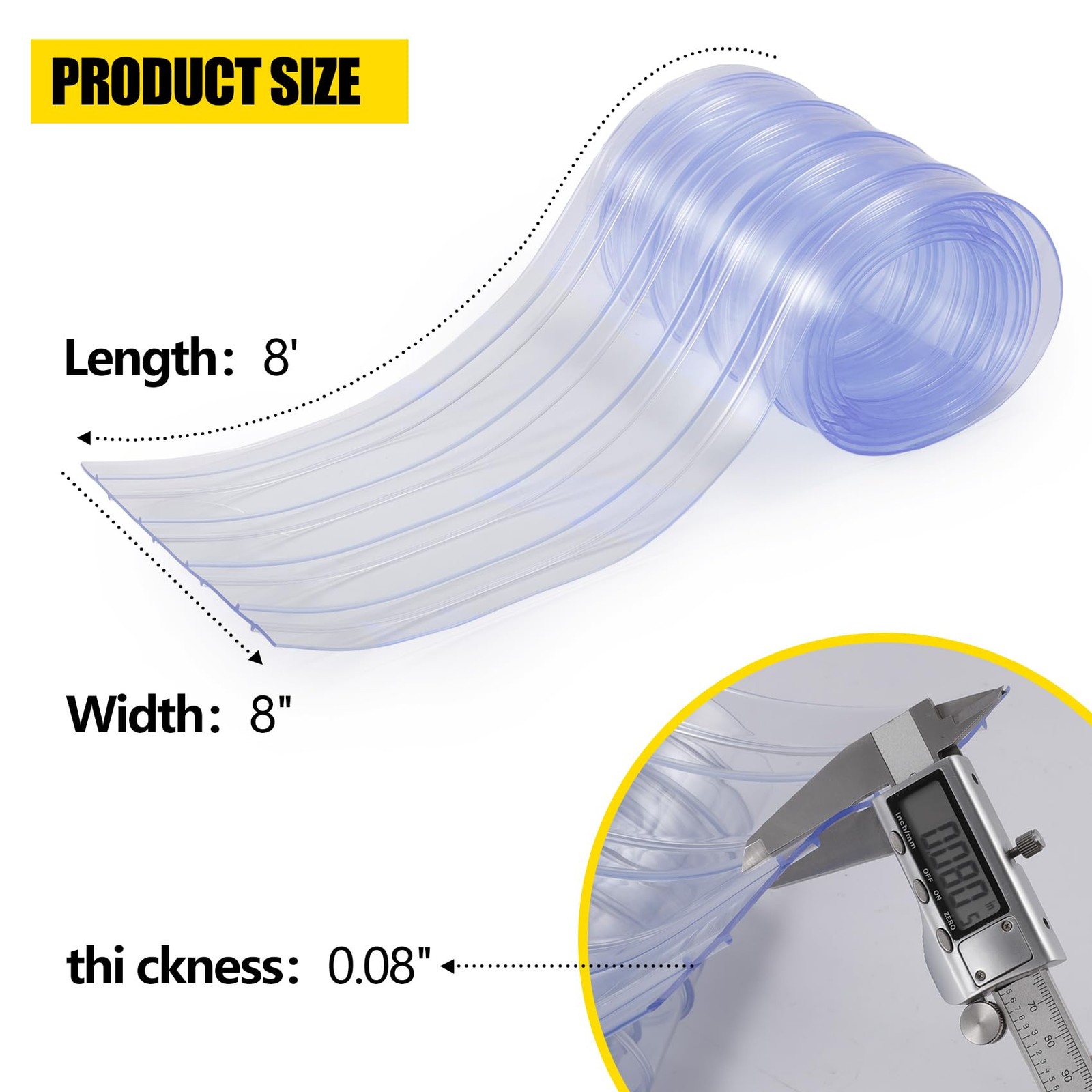 Clear PVC Vinyl Door Strip 8 Inch x 8 Feet Freezer Curtain Replacement 1 PCS