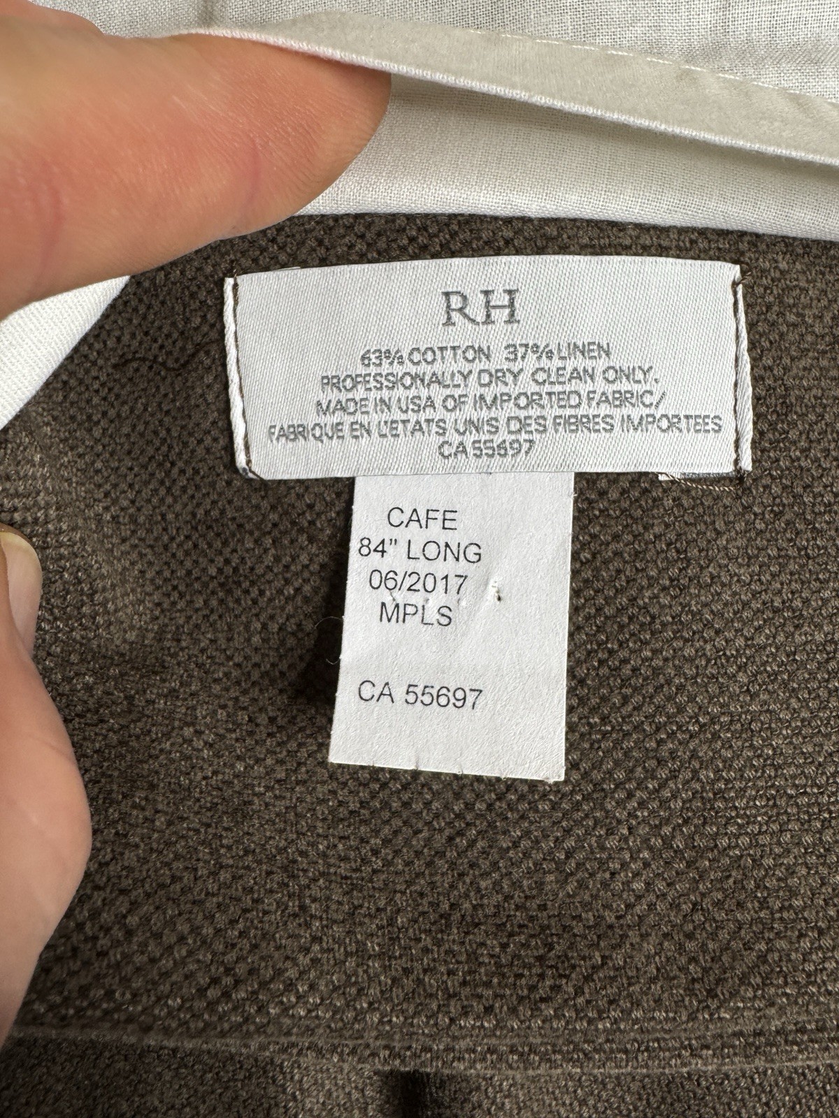 Restoration Hardware Brushed Belgian Linen Cotton Drapery 100″W x 84”L Cafe $519