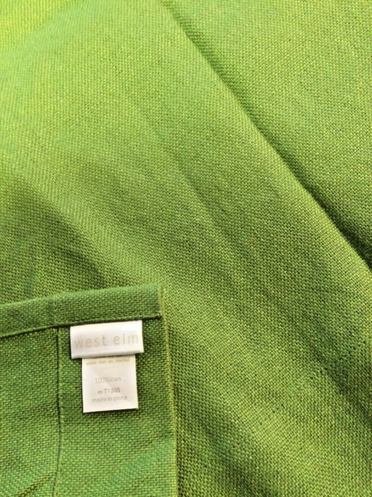 West Elm 100% Linen Drape In Green 48″ Wide 44″ Long New Open Box