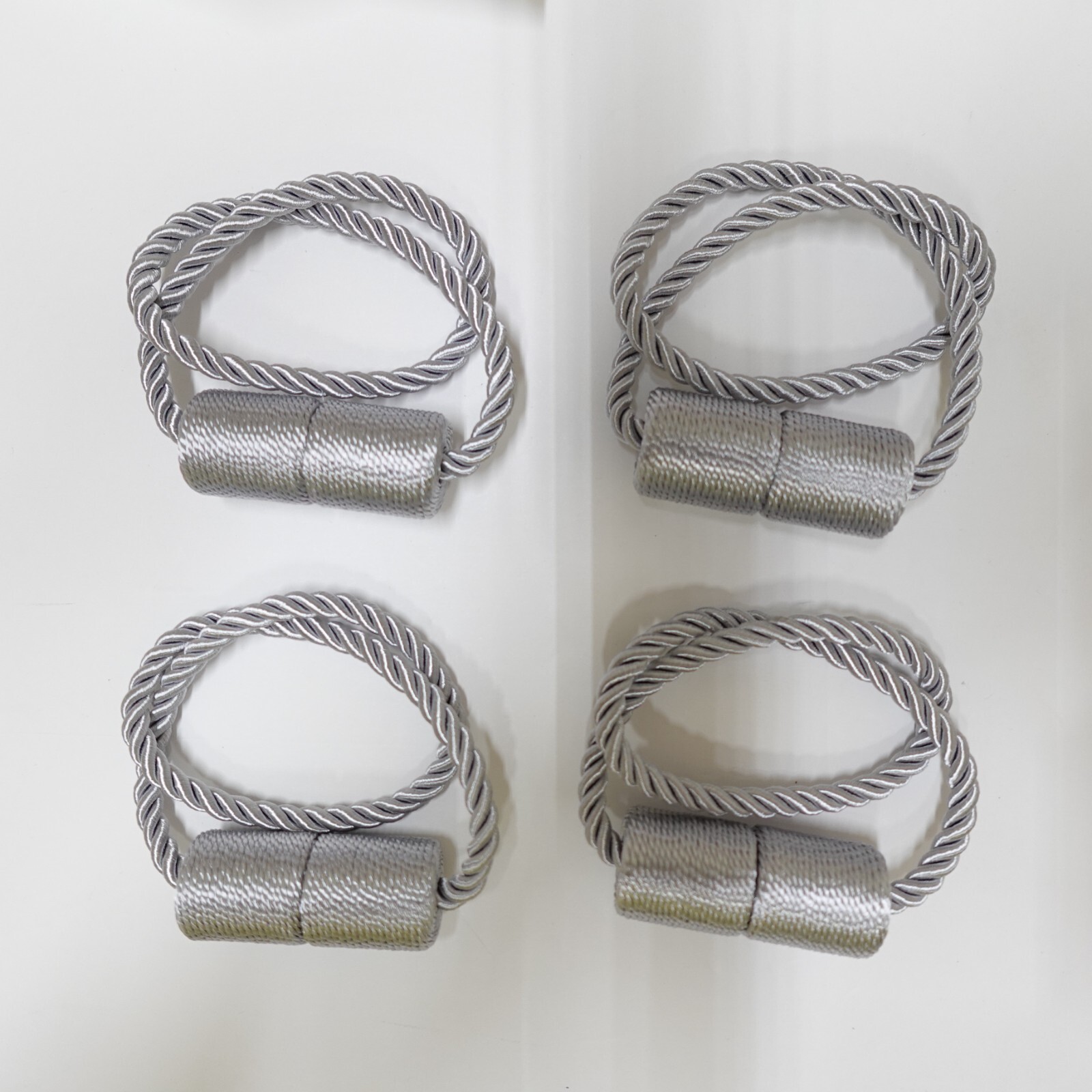 4 PCS Magnetic Curtain Tiebacks Elegant Decorative Tie Backs Drapes Grey Silver