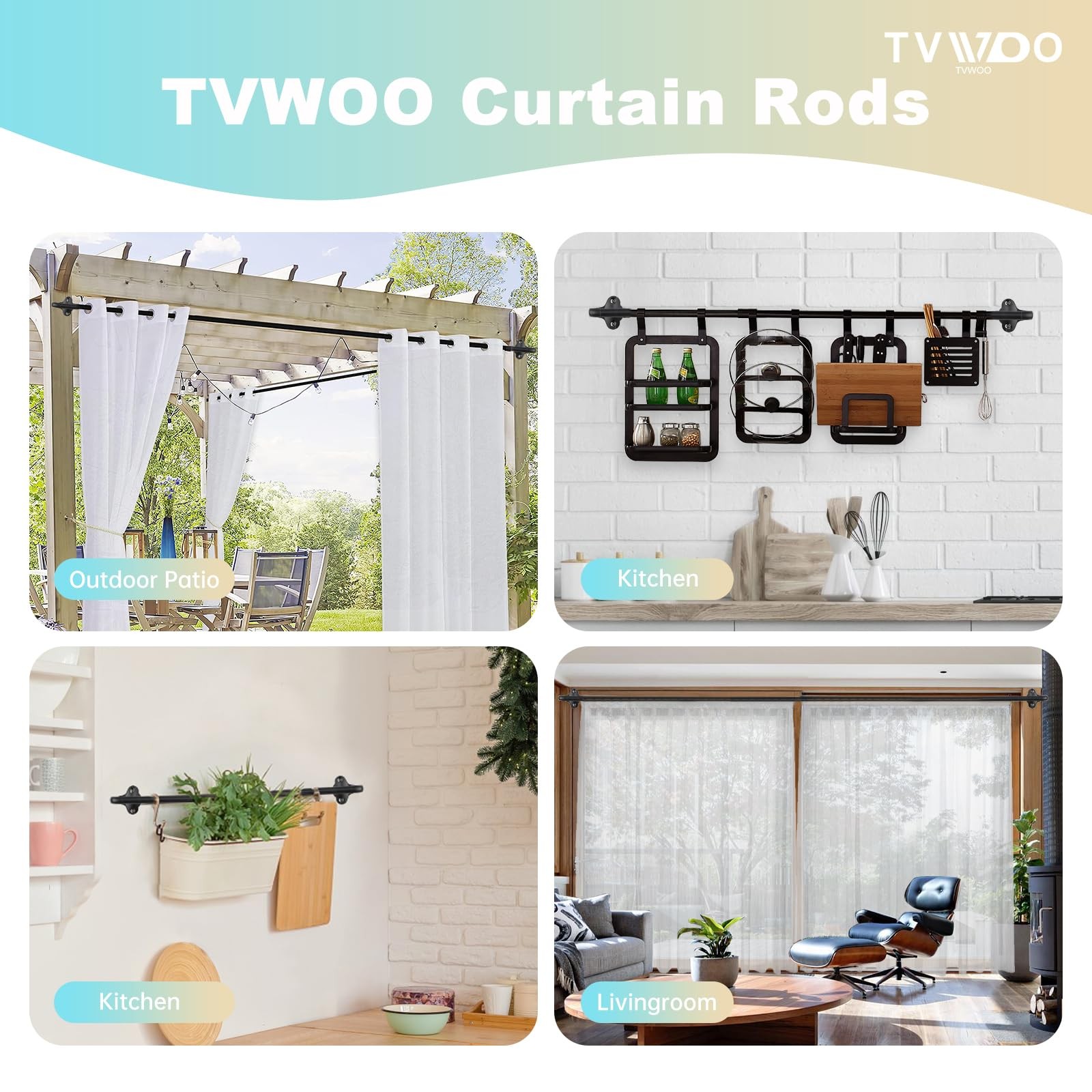 Wrap Around Curtain Rod Matte Black 4884 Inch Single Window Heavy Duty Metal