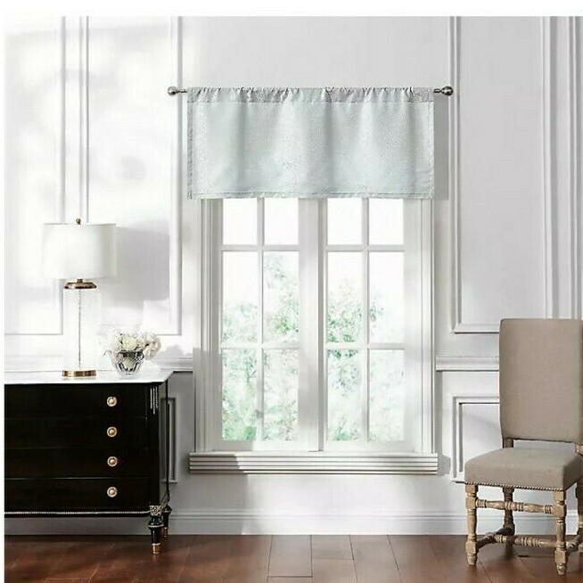 Waterford Linens Lucida Straight 50-Inch x 21-Inch Window Valance in Spa Blue