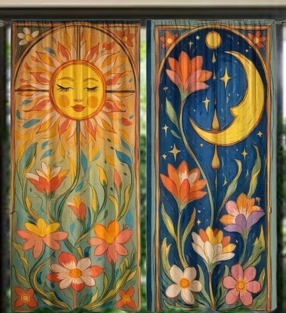 Bohemian Sun And Moon Curtains 82×51