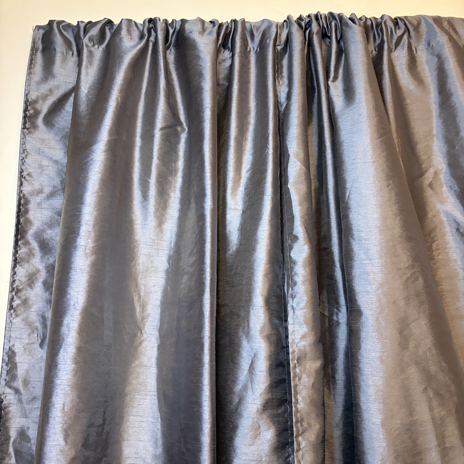 Metallic Gray Floor Length 36”x 84” Plain Rod Pocket Panel Curtains Set Of 2