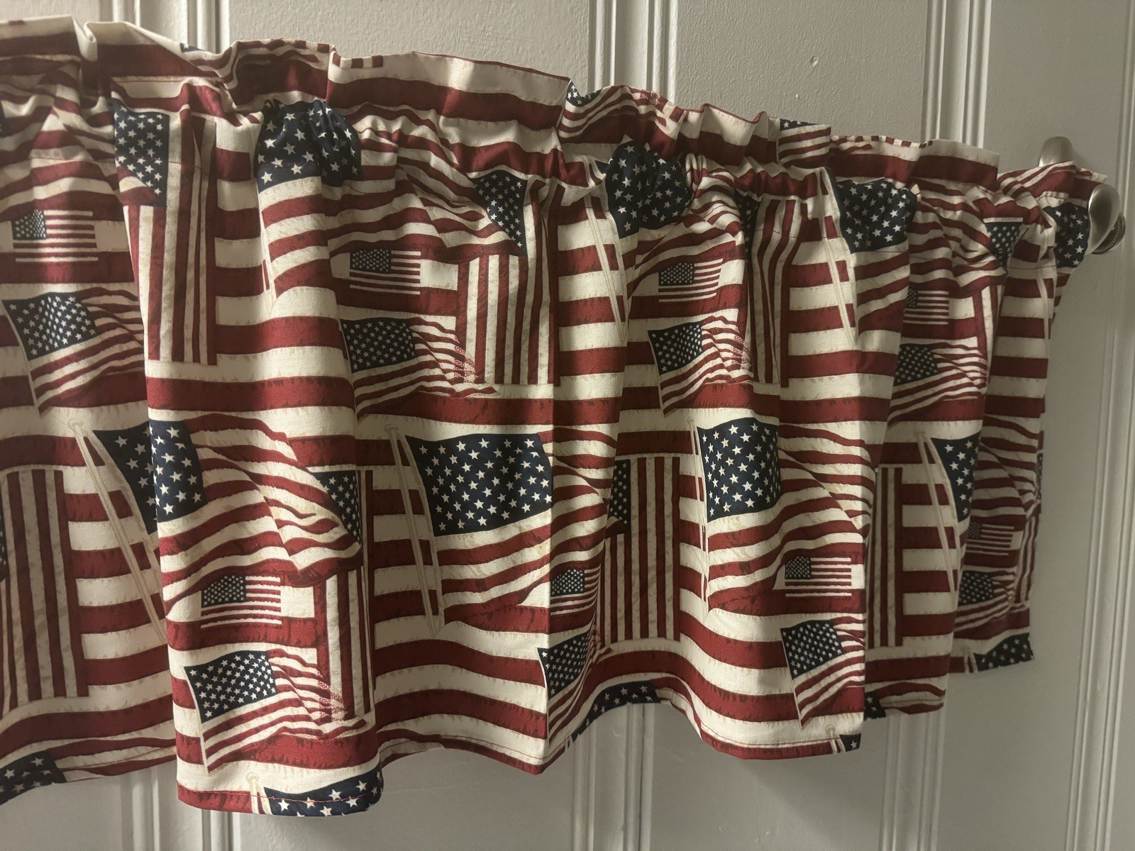 Custom American Flag USA window Valance Curtain Panel kitchen treatment Curtains