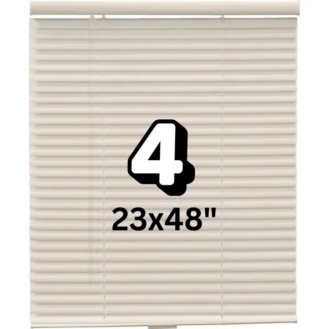 4 Pack -Champion Alabaster 1 In Cordless Room Darkening Alum. Mini Blinds 23×48″