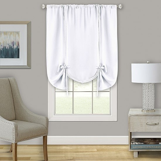Achim Darcy Tie-Up Shade Curtain Panel 58″x63″ White Light Filtering Rod Pocket