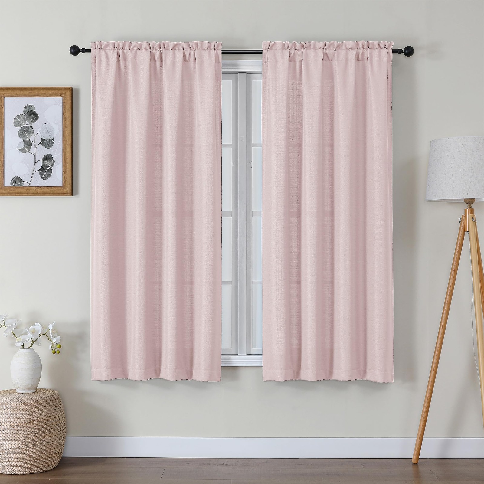 Bessie Blush Pink Curtains 63 Inch Length 2 Panels, Light Filtering Curtains …