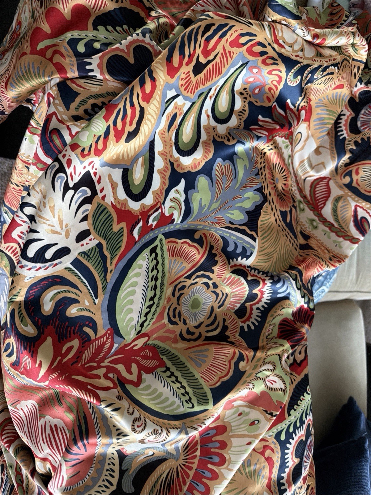 Pier 1 Imports Window Curtain Panels Set Of 2 Colorful Paisley Polyester 54×108”