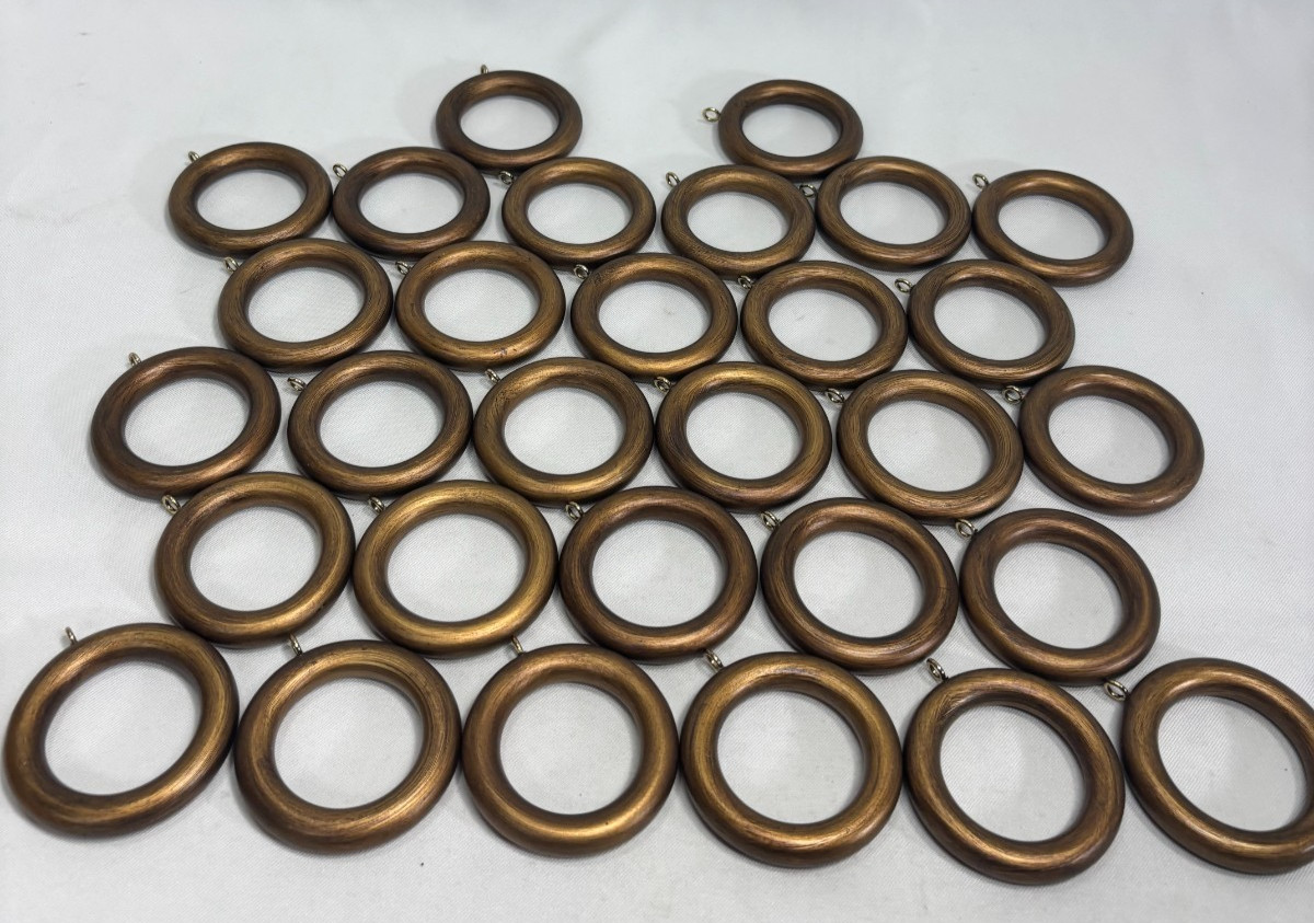 30 Wood Curtain Drapery Rings Hook Eyes Pole Rod Rings Craft MCM – Copper Finish