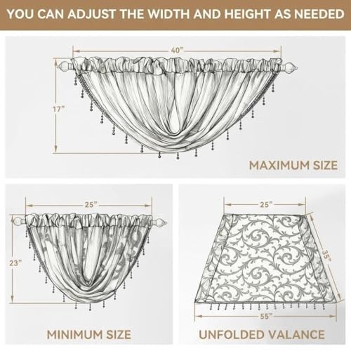 Valance Curtain Organza Sheer Window Toppers 40″W x 17″L (Pack of 1) Purple
