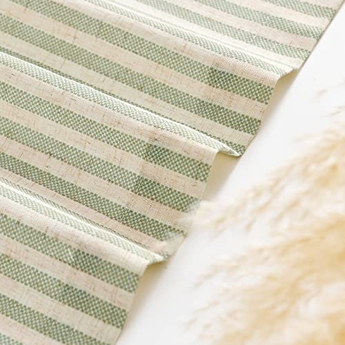 Tie Up Linen Textured 50″W x 18″L (Pack of 1) Pinstripe | Sage Green on Beige