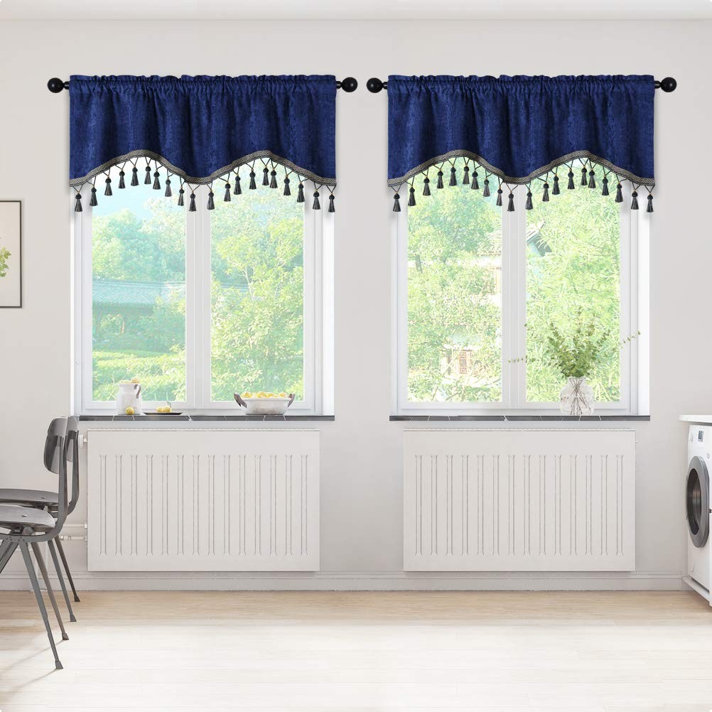 Elkca Double-Sided Chenille Window Curtains Tier For Kitchenrod Pocketroyal