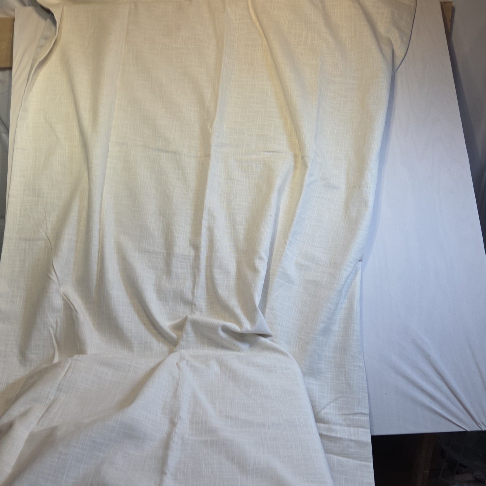 Quince Textured Cotton Room Darkening Curtain Panel Ivory 48×108 Single