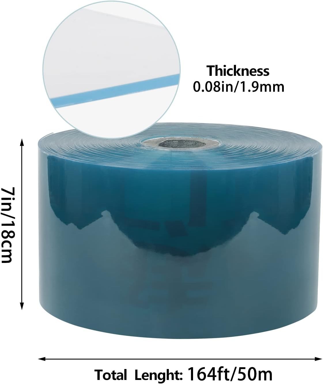 164 ft Vinyl PVC Strip Curtain Clear 7 Inch Width