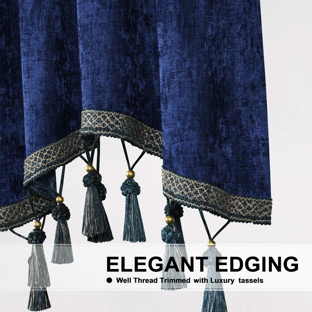 Elkca Double-Sided Chenille Window Curtains Tier For Kitchenrod Pocketroyal