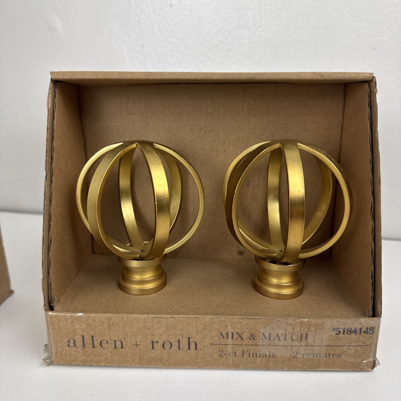 6 Count Allen + Roth Finials For Curtain Rods Decorating Bronze & Gold Finish