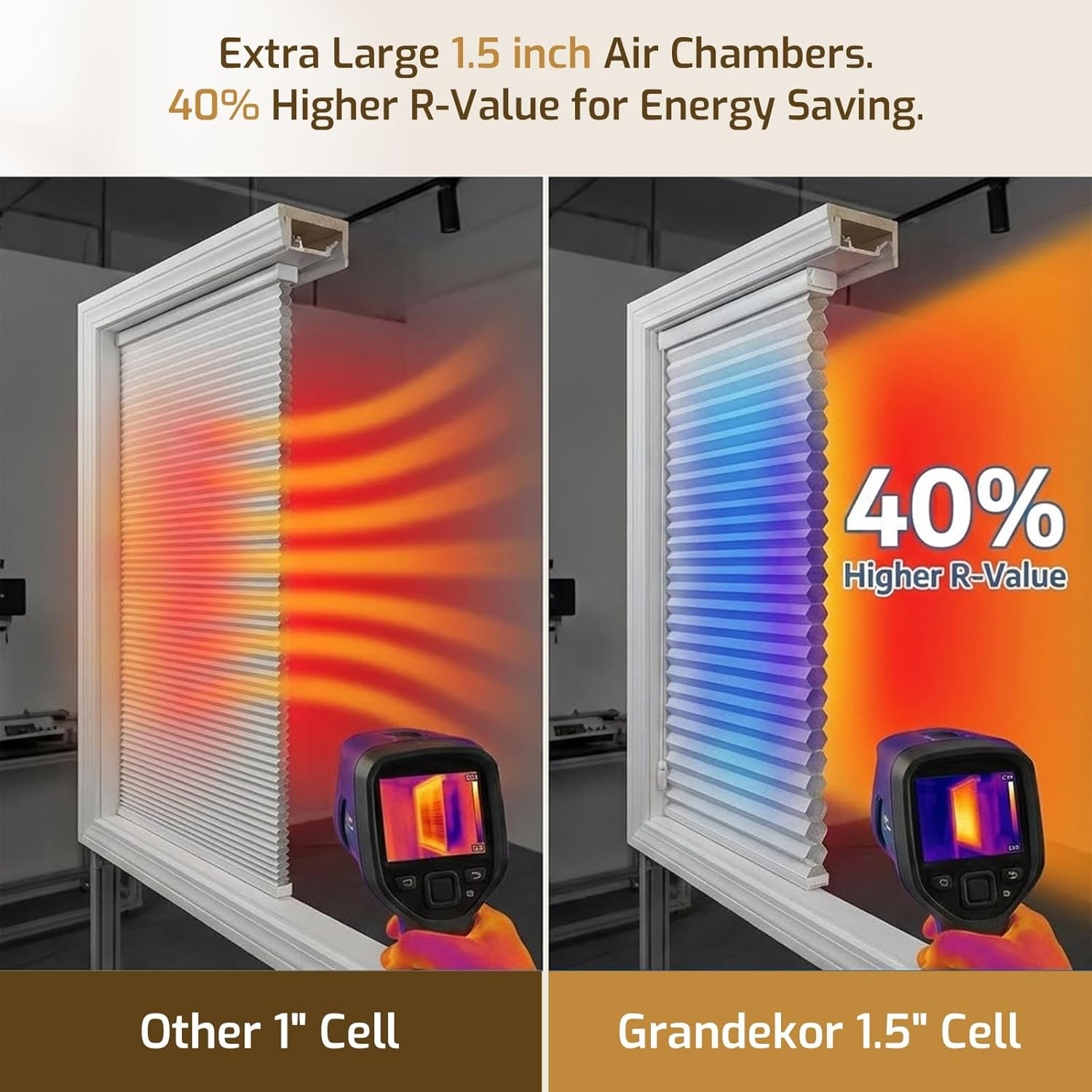 No Drill Top down Bottom up Cellular Shades, 1.5 Inch Large Cell Cordless Blacko