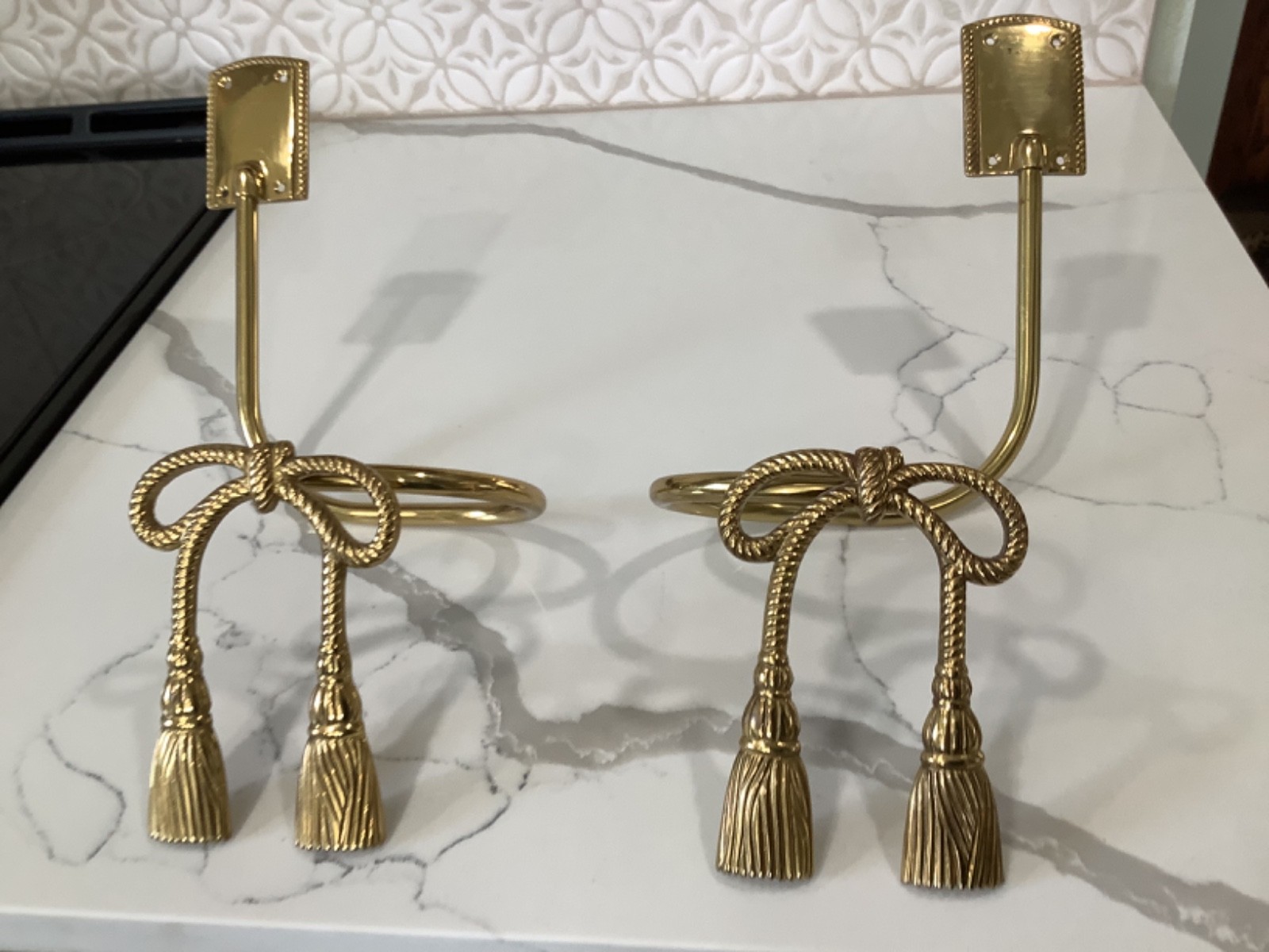 Solid Brass Curtain Tiebacks -Ribbon Bows- Set of 4 Made in India