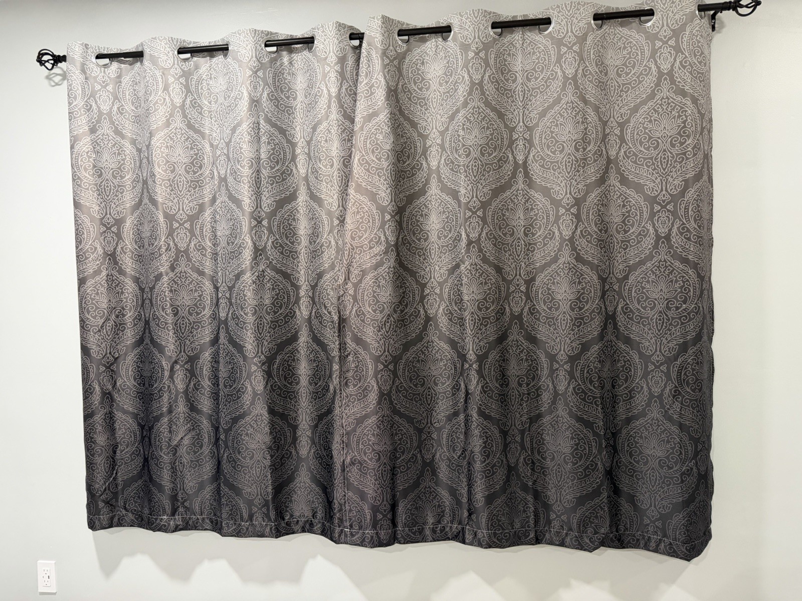 Gray/Balck blackout curtains , 52in *63 in – 2 panels