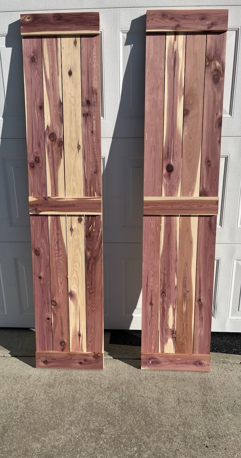 Red Cedar Board and Batten Shutters Pair For 5 FT Windows 64-inch x 13.5-inch