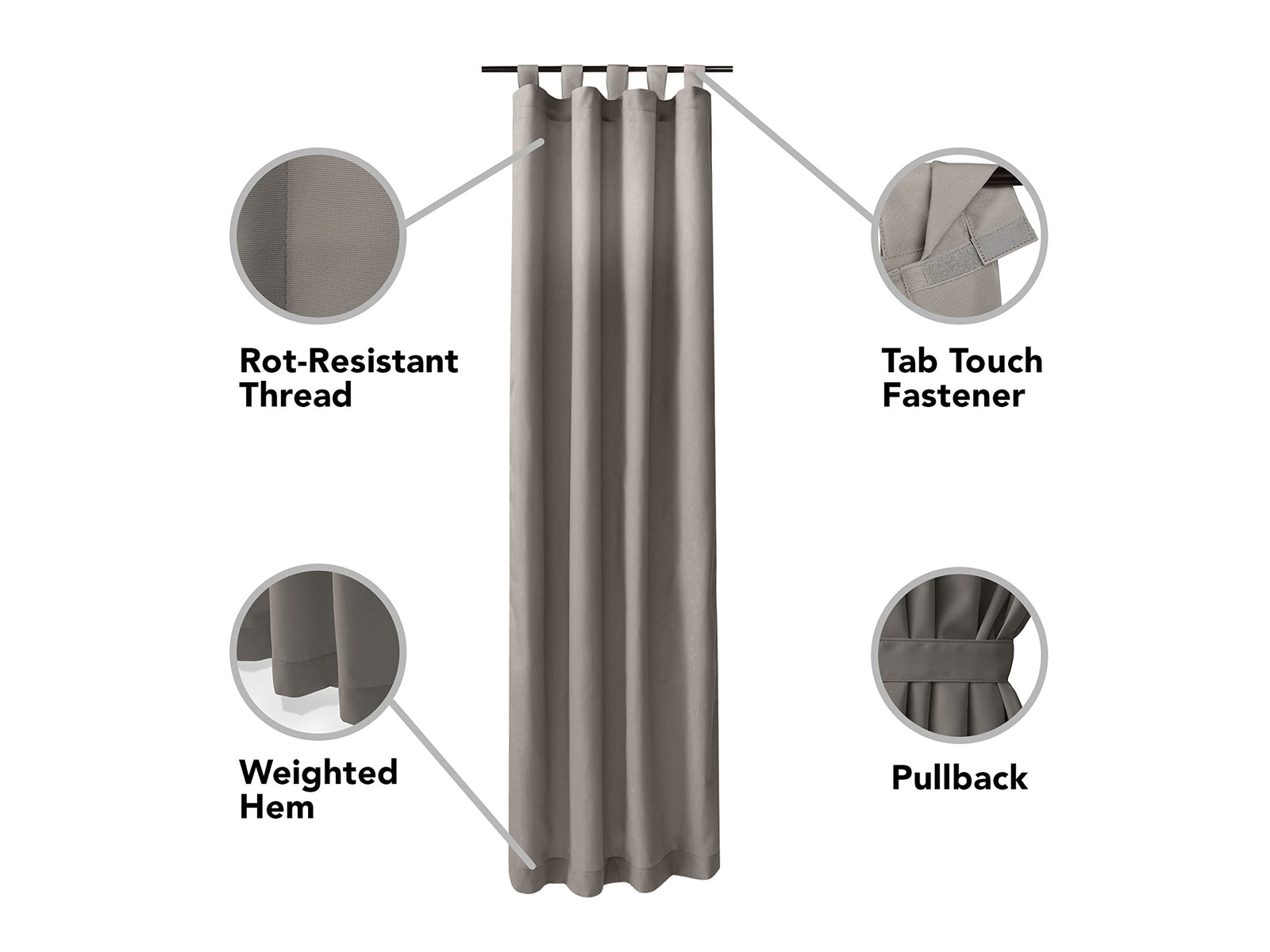 Covermates Tab Top Curtain – Weather Resistant, Touch Fastener Tabs, Weighted…