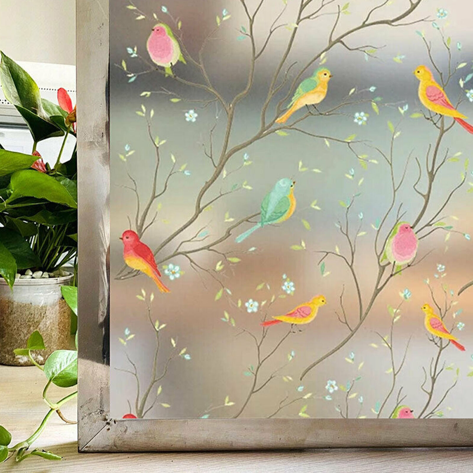 Bird Window Film For Privacy Cling Glass Sticker Frosted Static Non-Adhesive