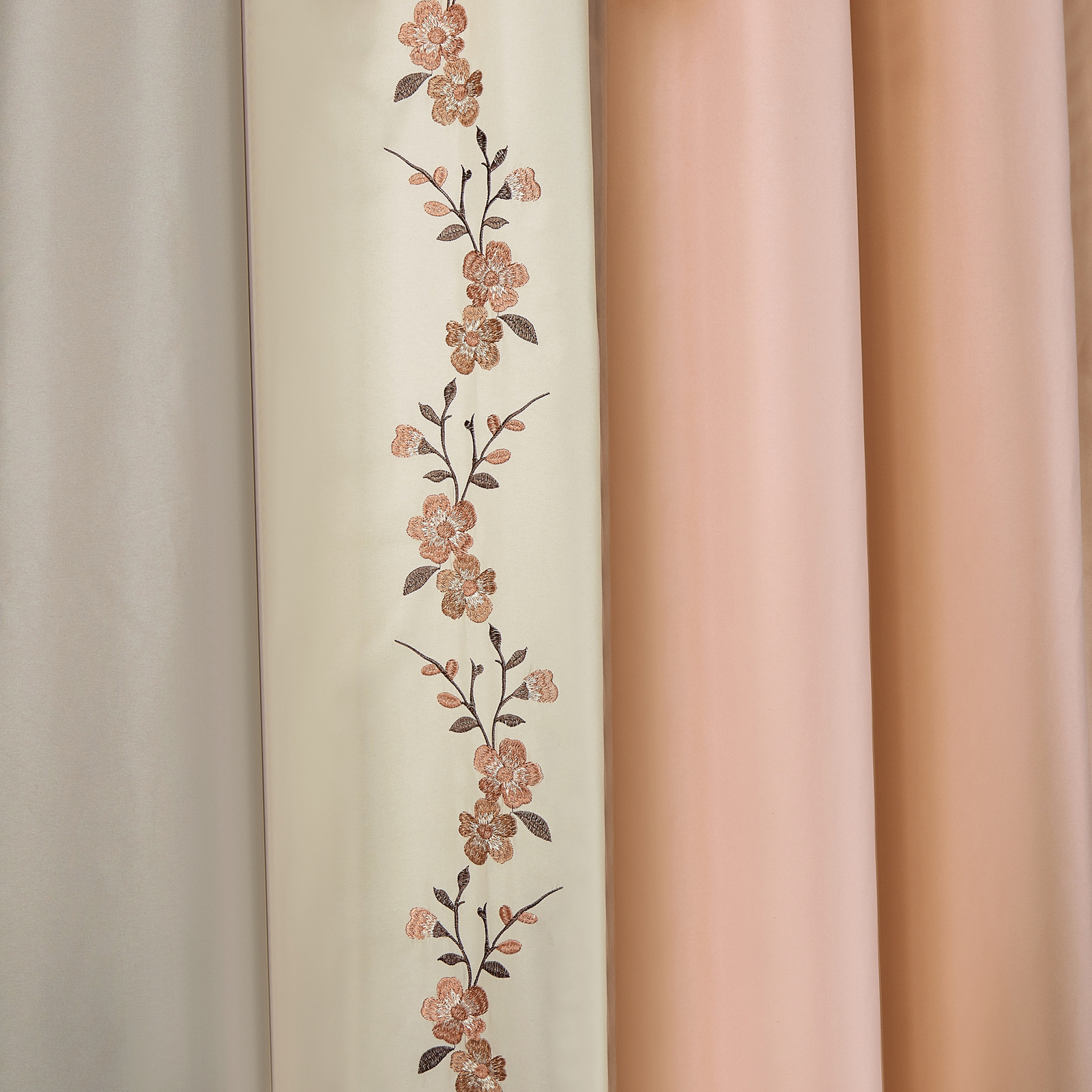 Chezmoi Collection Linnea 4-Piece Cherry Blossom Embroidery Window Curtain Set
