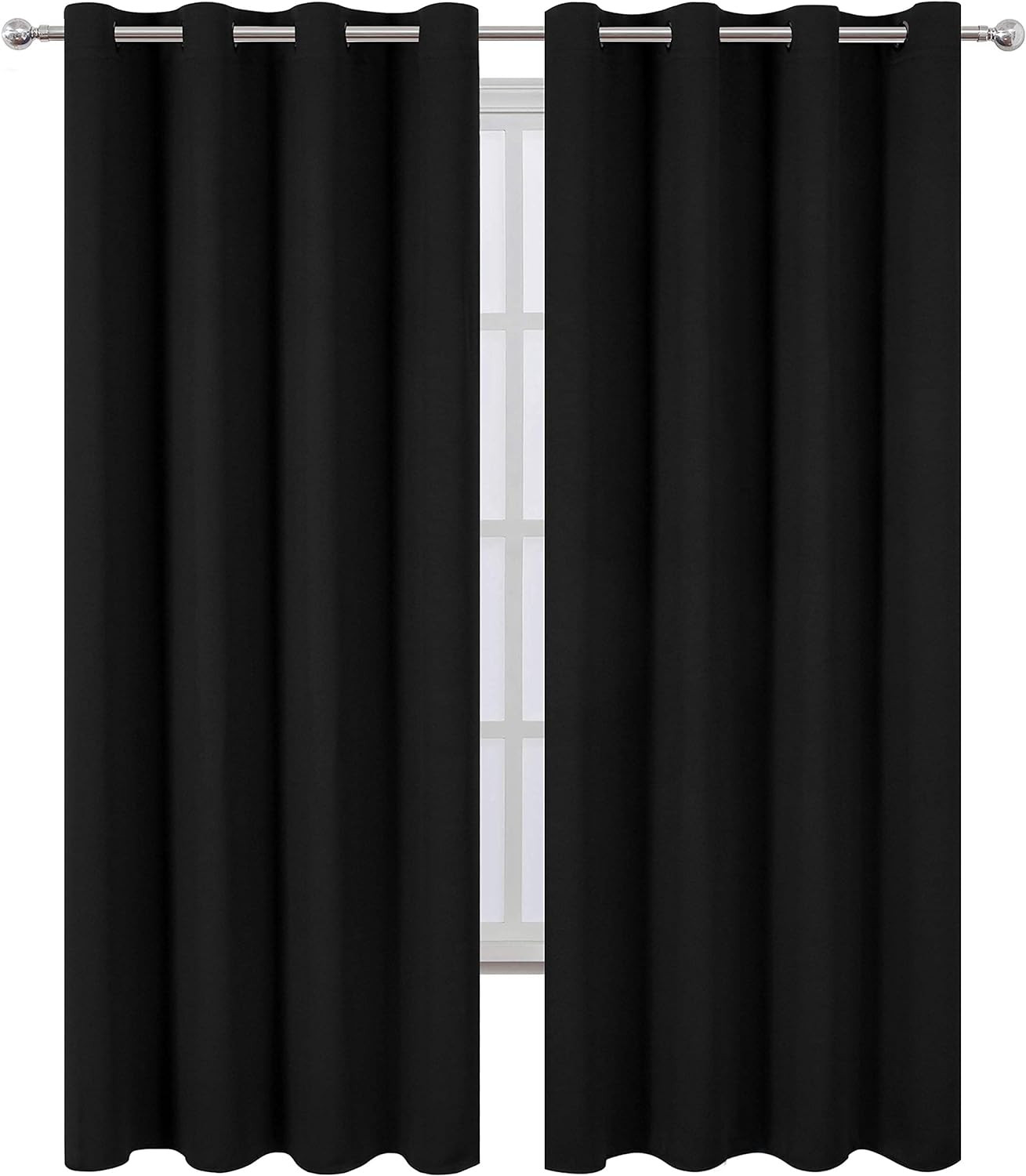 Blackout Curtains 52 X 84 Inches Long Black Curtains Set of 2 Panels Thermal Ins